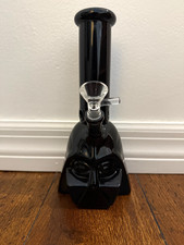 8.5” Premium Glass Water Pipe Black Darth Vader Star Wars 14mm Stem/Bowl picture