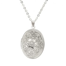 Caiyao Vintage Engraved Flower Empaistic Photo Locket Hold Picture Oval Round Pe picture