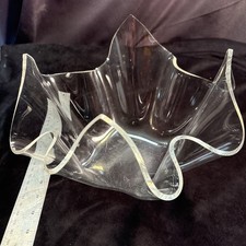 1970's  Vintage Clear Lucite Bowl 10x8” Mod Cool Acrylic -Rare Freeship picture