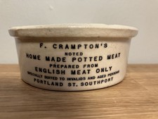 Potted Meat Pot F Crampton’s Portland Street Southport Earthenware Crock picture