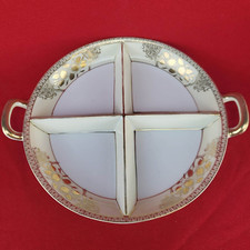 Vintage Gold Trimmed & Hand painted Japanese Divided Relish Dish by Chikaramachi picture