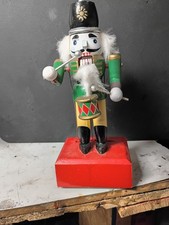 Vintage Wooden Nutcracker Drummer – Wind-Up Moving Automaton picture