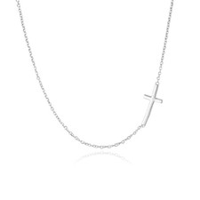 Rnivida 925 Sterling Silver Sideways Cross Pendant Necklace for Women picture