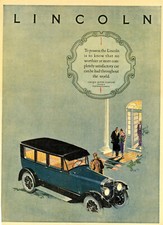 1924 Original Lincoln Ad. Large Sedan. None Worthier Anywhere. Large Page picture