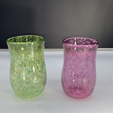 Hand Blown Drinking Glasses Beth Fishman Artist Signed picture