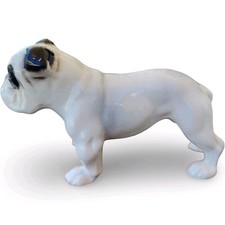 Vintage Porcelain English Bulldog Figurine White Black Detail Dog Statue 5