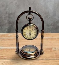 Nautical Table Clock Desk Clock - Maritime Compass with Antique Gift picture