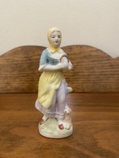 Occupied Japan, Vintage Hand Painted Porcelain Lady Figurine 4.5
