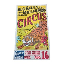 Original 1950's AL G Kelly and Miller Bros. Tiger Circus State Collage PA Poster picture