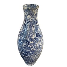 Antique BISTO England Blue White Dragon Chinoiserie Vase 10.75