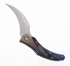 Two Sun Folding Knife Titanium/Linen Micarta Handle D2 Clip Point TS348  picture