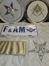 Vintage Masonic OES Shriners Lot F&AM Plates Tripoli Temple Garment Bag picture