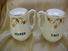 Vintage Hall China Jewel Tea Autumn Leaf Salt & Pepper Shakers picture