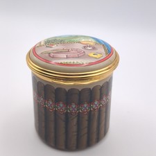  Halcyon Days Enamel Trinket Pill Box Cigars Tobacciana 