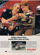 1984 NYLINT Steel Toys Firetruck Fireman, Car Carrier, Tractor Trailer Print Ad picture