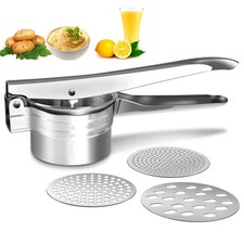Prensador de patatas manual de acero inoxidable con 3 discos intercambiables picture