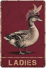 Ladies Elegant Duck With Hat Vintage Tin Metal Signs Home Décor 8x12 picture