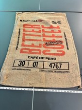 Peru coffee Caravela brand jute coffee bag two sides seams intact used once picture