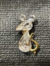 Mouse Gold Tone Pin Back Fashion Jewelry Lapel / Hat Pin - CT picture