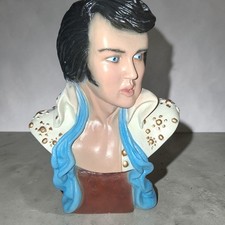 VTG Elvis Presley Bust Figurine White Jumpsuit Blue Scarf Music Mem 10