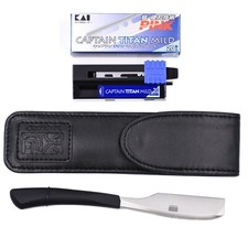 Kai Kasho Captain Professional Straight Edge Barber Razor Leather Case 20 Blades picture