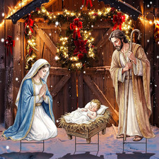 3 Pcs Metal Christmas Outdoor Nativity Scene Set 54.3 Inch Large Christmas Holy picture