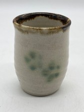 Handcrafted Stoneware Pottery Toothpick Holder Brown Green Glaze picture