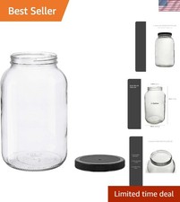 1 Gallon Glass Jar, Black Plastic Lid | Wide Mouth, USDA Certified, BPA-Free,... picture