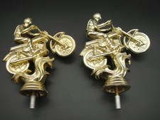 Vtg Lot Of 2Plastic Gold Colored Motorcycle Dirt Rider Trophy Topper Toppers picture