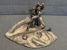 ACHILLE  GAMBA  A  FROG  ON  A  LEAF  PLAYING  A  FLUTE .  ART  NOUVEAU  ERA. picture