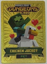 Textured Gold Foil Minecraft Dungeons Arcade #144 CHICKEN JOCKEY Legendary Card picture