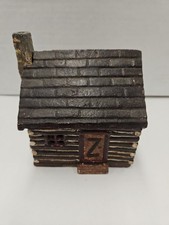 Vintage Authentic Cast Iron Log Cabin Still Bank Original Paint 2.9 Lbs  picture