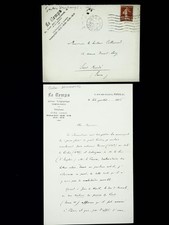 Gaston DESCHAMPS - Signed Autograph Letter - Le Grand Condé - Envelope - 1916 picture