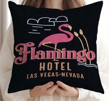 Flamingo Hotel Las Vegas Double-Sided Peach Skin Pillowcase - NEW 18x18- picture