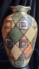 Vintage Alexander Kalifano Silver Multicolor Abstract Floor Vase 18