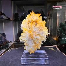 6.2LB  Natural Golden Chrysanthemum Quartz Cluster withCalcite Mineral Specimen picture