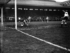Fulhams Maurice Cook beats Hartlepools United goalkeeper Joe Wilki- Old Photo picture