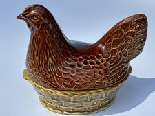 Vintage Beswick England 2298 Hen on Nest Brown Pottery Covered Dish Original picture