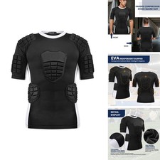 Zicac Men's Padded Compression Shirt 8-Pads Rib Protectors Football Rugby picture