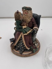 Vintage Nicholas And Victoria Figurine 1997 Santa Chair With Little Girl 7 Inch picture