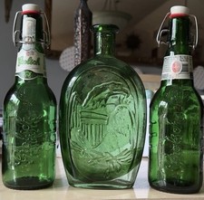 Grolsch Green Glass Collectible Bottles 15.2 fl. oz Embossed Swing-Top Caps set picture