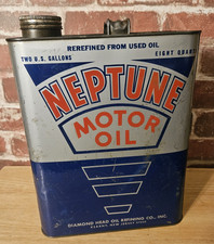 VINTAGE NEPTUNE 2 GAL. MOTOR OIL CAN picture