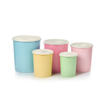 Tupperware Heritage Large Plastic Nesting Food Storage Canister Set (5-pc) picture