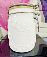 Vintage Wheaton Raised Fruit Fine Glassware Milk Glass Mason Jar with Lid 3/4L picture