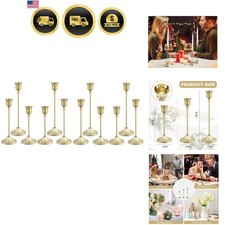 Candlestick Holders Set 12pcs Gold Metal Elegant Tabletop Candle Holders picture