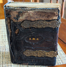 Antique Embossed Leather Cabinet Card Photo Album w/ Brass Clasps Rochester NY  picture