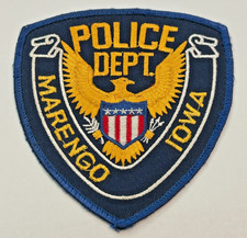 Vintage Marengo Iowa Police Large Letters Patch Uniform Take Off picture