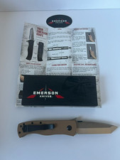 Emerson Knives CQC-7VW SF Tanto Wave Folding Knife Tan G10 Plain Edge Satin Box picture