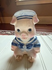 Vintage 1989 Sailor Pig Piggy Bank Ceramic Hand Painted Sri Lanka VTG picture