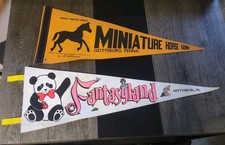 VINTAGE Lot of 2 Gettysburg PA Pennants Fantasyland & Miniature Horse Farm  picture
